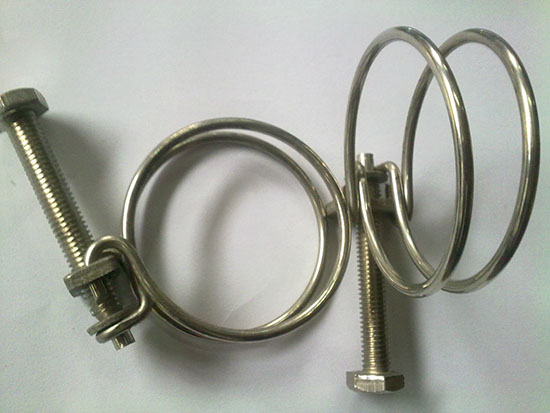 Double stainless steel wire hose clamp